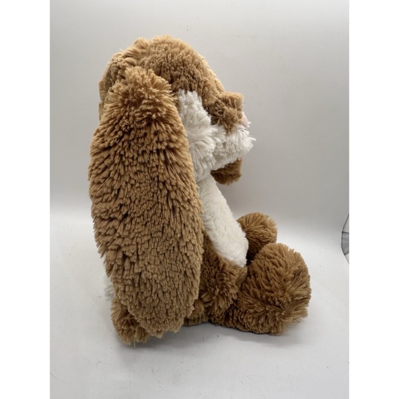 Jellycat Bashful Wriggle Bunny Plush Medium 2016 Rabbit Tan & Cream Shaggy Fur - Picture 2 of 14